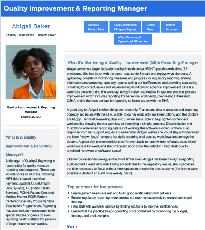 Quality and Reporting Manager Persona